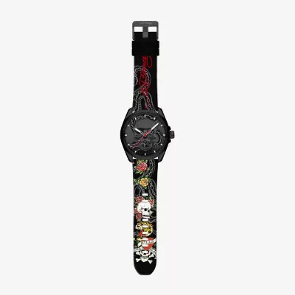 Ed Hardy Mens Black Strap Watch 50451b-42-G01