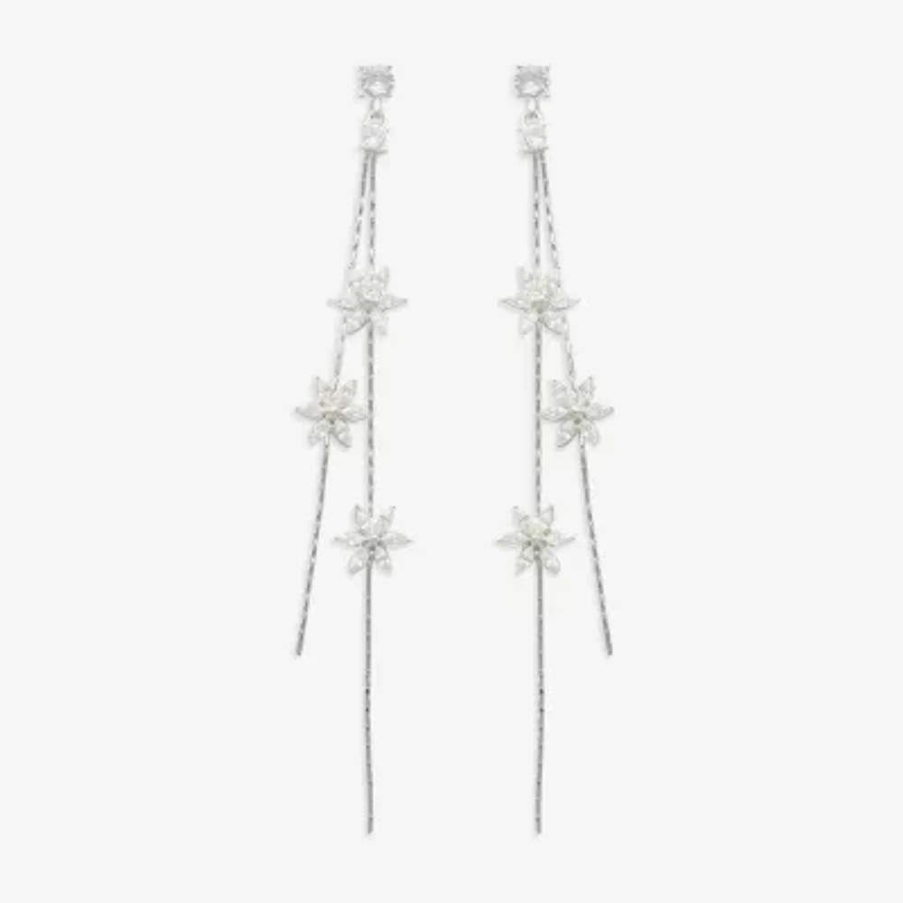 Mixit Hypoallergenic Silver Tone Cubic Zirconia Star Drop Earrings