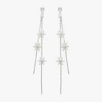 Mixit Hypoallergenic Silver Tone Cubic Zirconia Star Drop Earrings