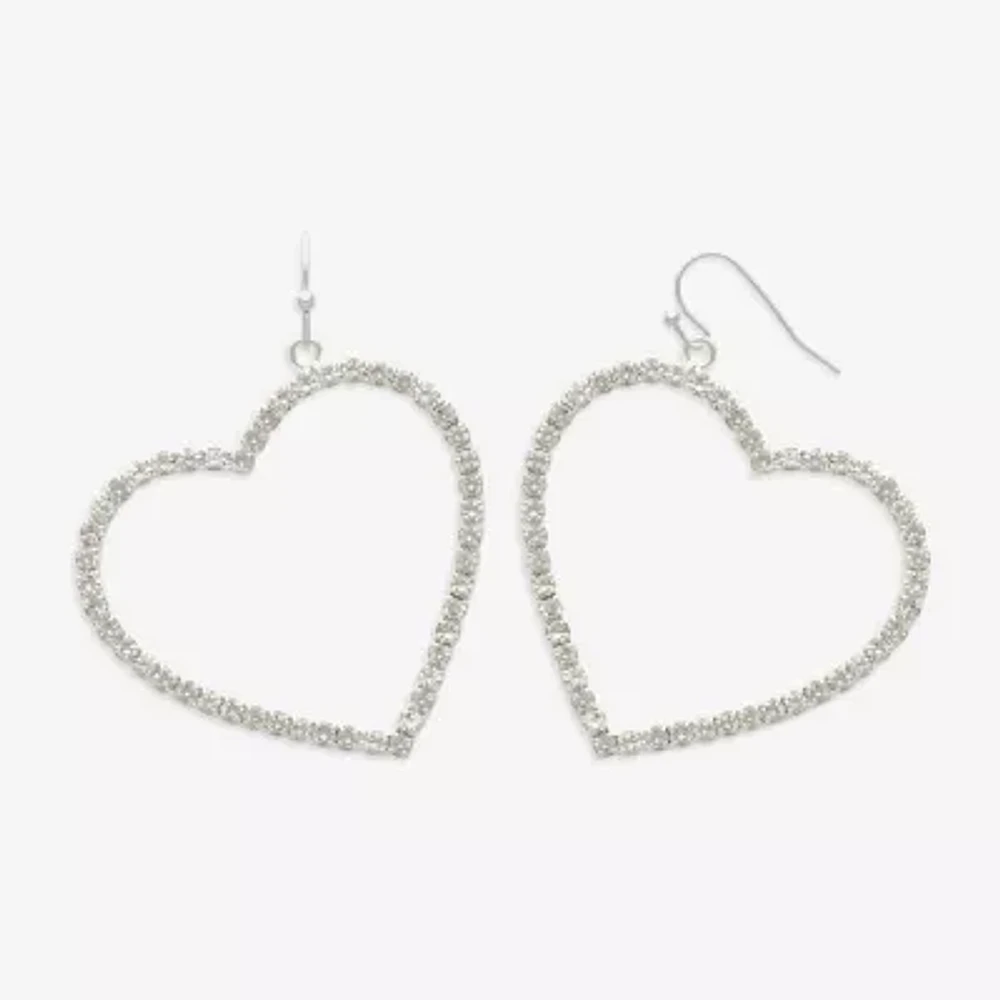 Mixit Hypoallergenic Silver Tone Glass Heart Drop Earrings