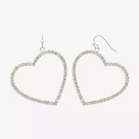 Mixit Hypoallergenic Silver Tone Glass Heart Drop Earrings