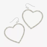 Mixit Hypoallergenic Silver Tone Glass Heart Drop Earrings