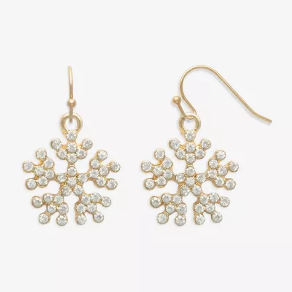 Mixit Hypoallergenic Gold Tone Cubic Zirconia Snowflake Drop Earrings