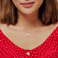 Womens Diamond Accent White Cultured Freshwater Pearl 14K Gold Heart Pendant Necklace