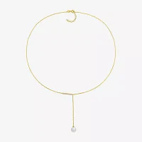 Womens White 10K Gold 17 Inch Y Necklace