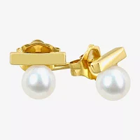 White Cultured Freshwater Pearl 10K Gold 6mm Stud Earrings