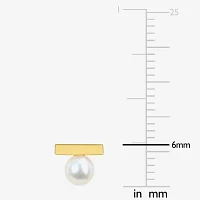 White Cultured Freshwater Pearl 10K Gold 6mm Stud Earrings