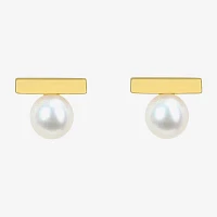 White Cultured Freshwater Pearl 10K Gold 6mm Stud Earrings