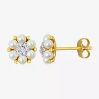 1/10 CT. T.W. White Cultured Freshwater Pearl 14K Gold 8.2mm Stud Earrings