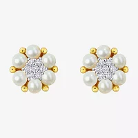 1/10 CT. T.W. White Cultured Freshwater Pearl 14K Gold 8.2mm Stud Earrings