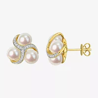 1/5 CT. White Cultured Freshwater Pearl 14K Gold 13.5mm Stud Earrings