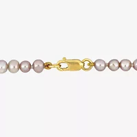 Womens White Cultured Freshwater Pearl 14K Gold Strand Bracelet