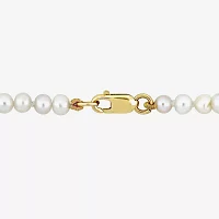 Womens White Cultured Freshwater Pearl 14K Gold Strand Necklace