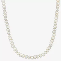 Womens White Cultured Freshwater Pearl 14K Gold Strand Necklace