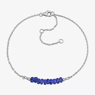 Genuine Blue Sapphire Sterling Silver Beaded Bracelet