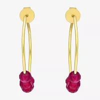 Lab Created Red Ruby 18K Gold Over Silver 26mm Hoop Earrings