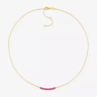 Womens Lab Created Red Ruby 18K Gold Over Silver Beaded Necklace