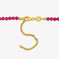 Womens Red Ruby 18K Gold Over Silver 17 Inch Beaded Necklace