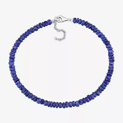 Genuine Blue Sapphire Sterling Silver Beaded Bracelet