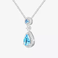 Womens Gemstone 14K Rose Gold Over Silver Pear Pendant Necklace