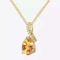 Womens Gemstone 14K Gold Over Silver Pear Pendant Necklace