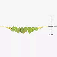 Genuine Green Peridot 18K Gold Over Silver Beaded Bracelet