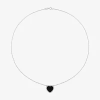 Womens Genuine Gemstone Sterling Silver Heart Pendant Necklace