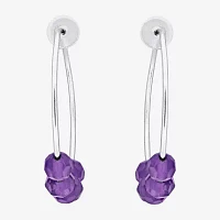 Genuine Purple Amethyst Sterling Silver 4.4mm Hoop Earrings