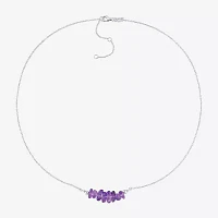 Womens Genuine Purple Amethyst Sterling Silver Beaded Necklace