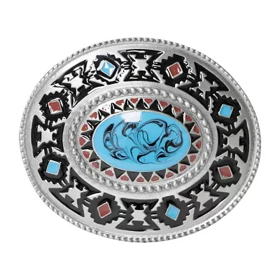 Western Express Oval Southwestern Buckle With Enamel Finish Mens Belt