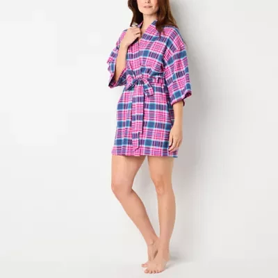 Sleep Chic Womens Flannel Long Sleeve Knee Length Robe