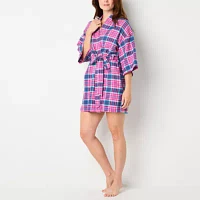 Sleep Chic Womens Flannel Long Sleeve Knee Length Robe