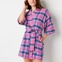 Sleep Chic Womens Flannel Long Sleeve Knee Length Robe