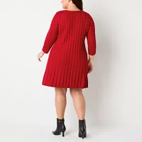 Jessica Howard Womens 3/4 Sleeve Sweater Dress Plus