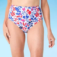 Liz Claiborne Womens Comfort Waistband Floral Brief Bikini Swimsuit Bottom