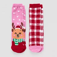 Thereabouts Little & Big Girls 2 Pair Crew Socks