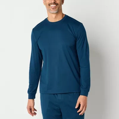 Stafford Mens Fleece Long Sleeve Crew Neck Pajama Top