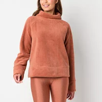 Xersion Womens Teddy Sherpa Funnel Neck Long Sleeve Sweatshirt