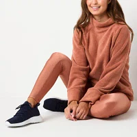 Xersion Womens Teddy Sherpa Funnel Neck Long Sleeve Sweatshirt