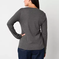 Liz Claiborne Womens Tall Crew Neck Long Sleeve T-Shirt