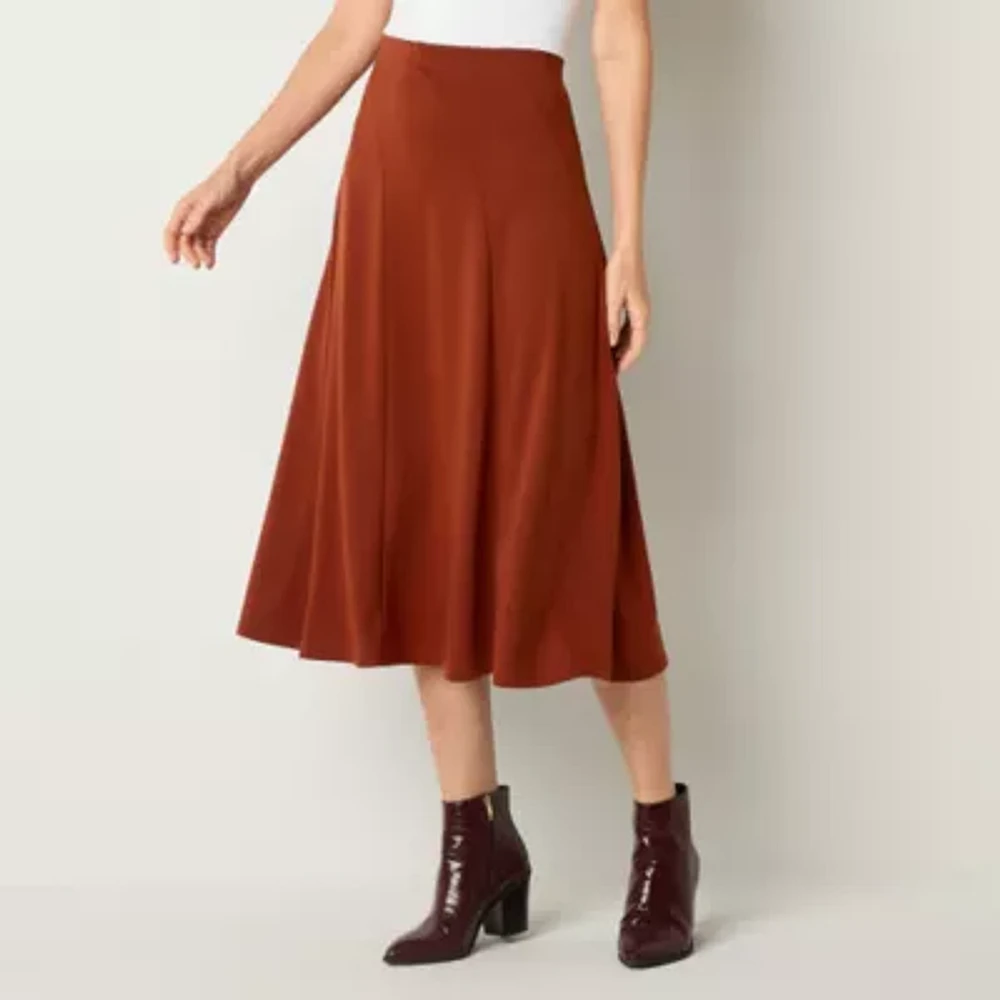 Liz Claiborne Womens Mid Rise Midi Full Skirt-Tall