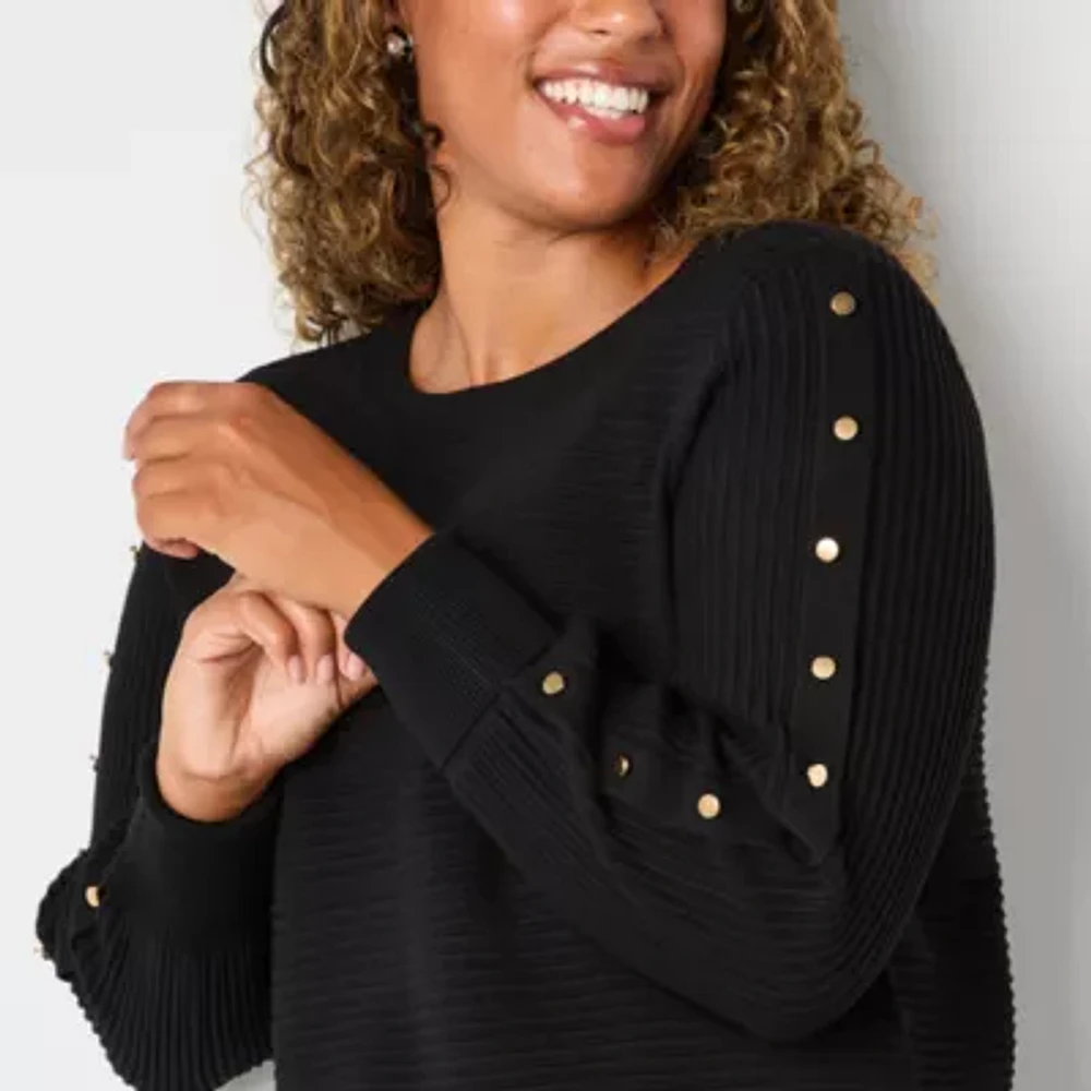 Liz Claiborne Tall Womens Round Neck Long Sleeve Pullover Sweater