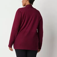 Liz Claiborne Tall Womens Long Sleeve Open Front Cardigan