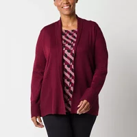 Liz Claiborne Tall Womens Long Sleeve Open Front Cardigan