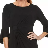 Connected Apparel Petite 3/4 Bell Sleeve Sheath Dress