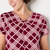 Liz Claiborne Plus Womens Keyhole Neck Short Sleeve Blouse