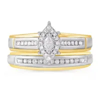 Womens 1/4 CT. T.W. Natural Diamond 10K Gold Marquise Halo Bridal Set