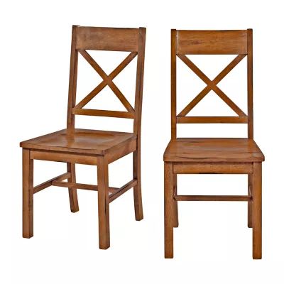 2-pc. Antique Brown Wood Dining Chairs