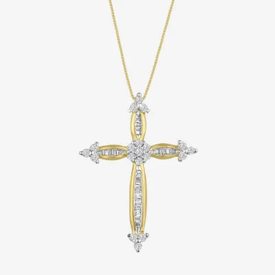 10K Yellow Gold Cross Religious In Frame Charm Necklace Pendant Latin:  16466561499187
