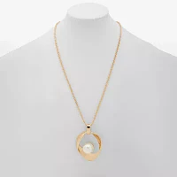 Worthington Gold Tone Simulated Pearl 34 Inch Box Pendant Necklace